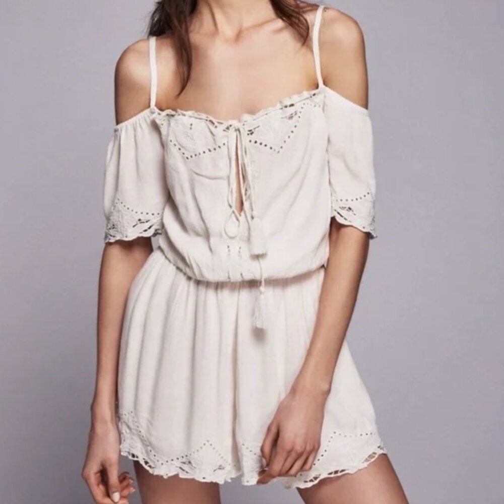 Free People Romance Cold Shoulder Romper - Ivory - Size S
